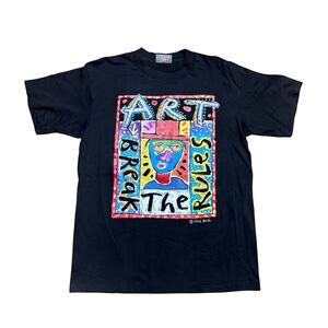 Vintage 90s Fred Babb Art Breaks The Rules Shirt Men's Large Made in USA